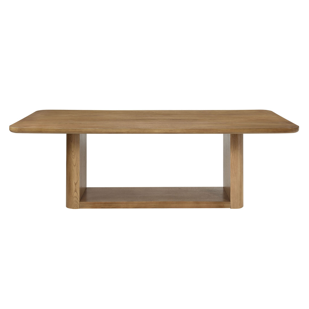 Front view of Zoey Oak Dining Table featuring a solid oak base and sleek rectangular top, perfect for contemporary interiors.