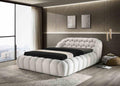 White Chenille King Size Bed with Contemporary Style.