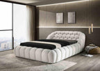 White Chenille King Size Bed with Contemporary Style.