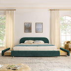 King Size Upholstered Bed Frame in Green - Modern Design.