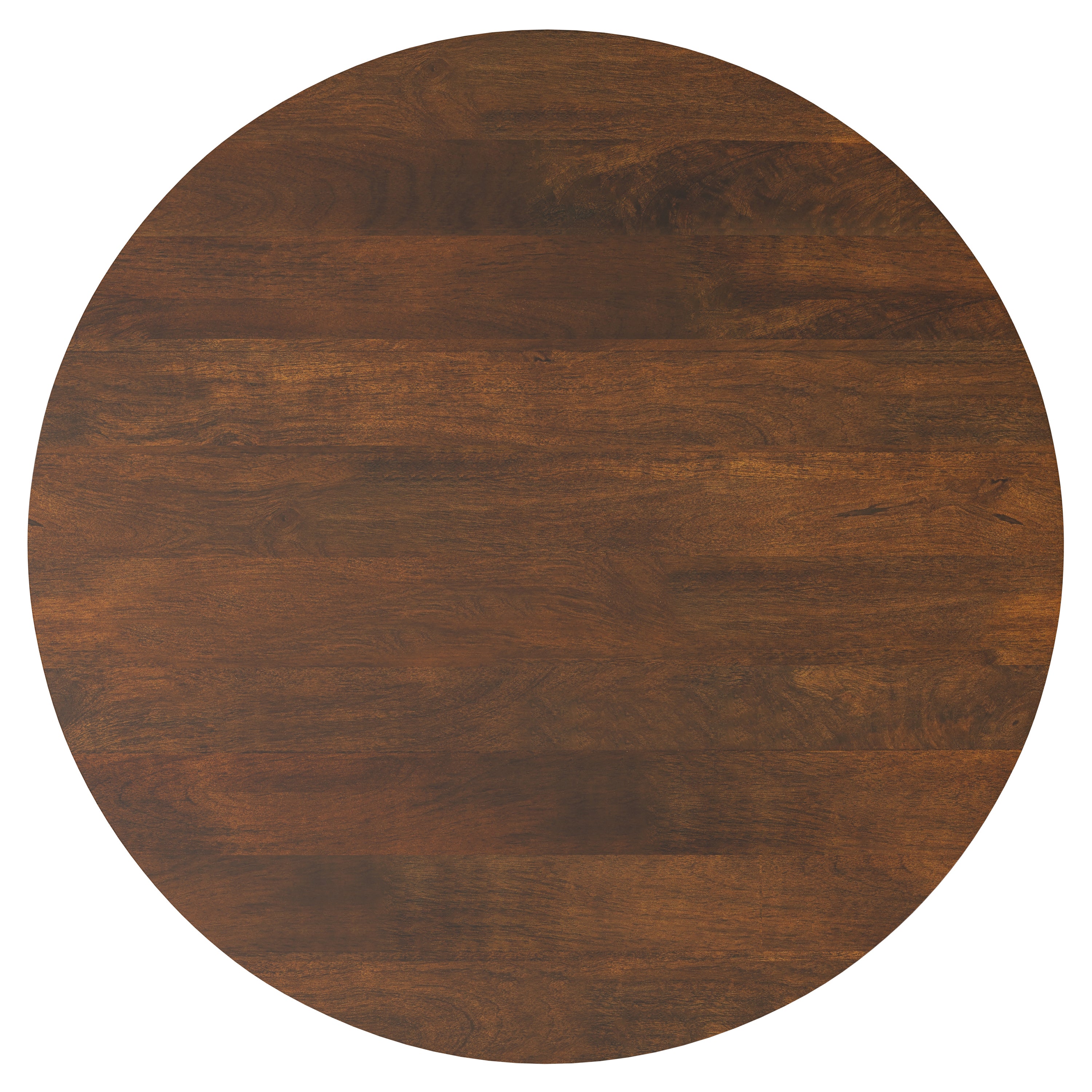 Top view of the Millbury Drum Coffee Table in walnut brown, highlighting the smooth, rich wood grain surface ideal for living room decor.