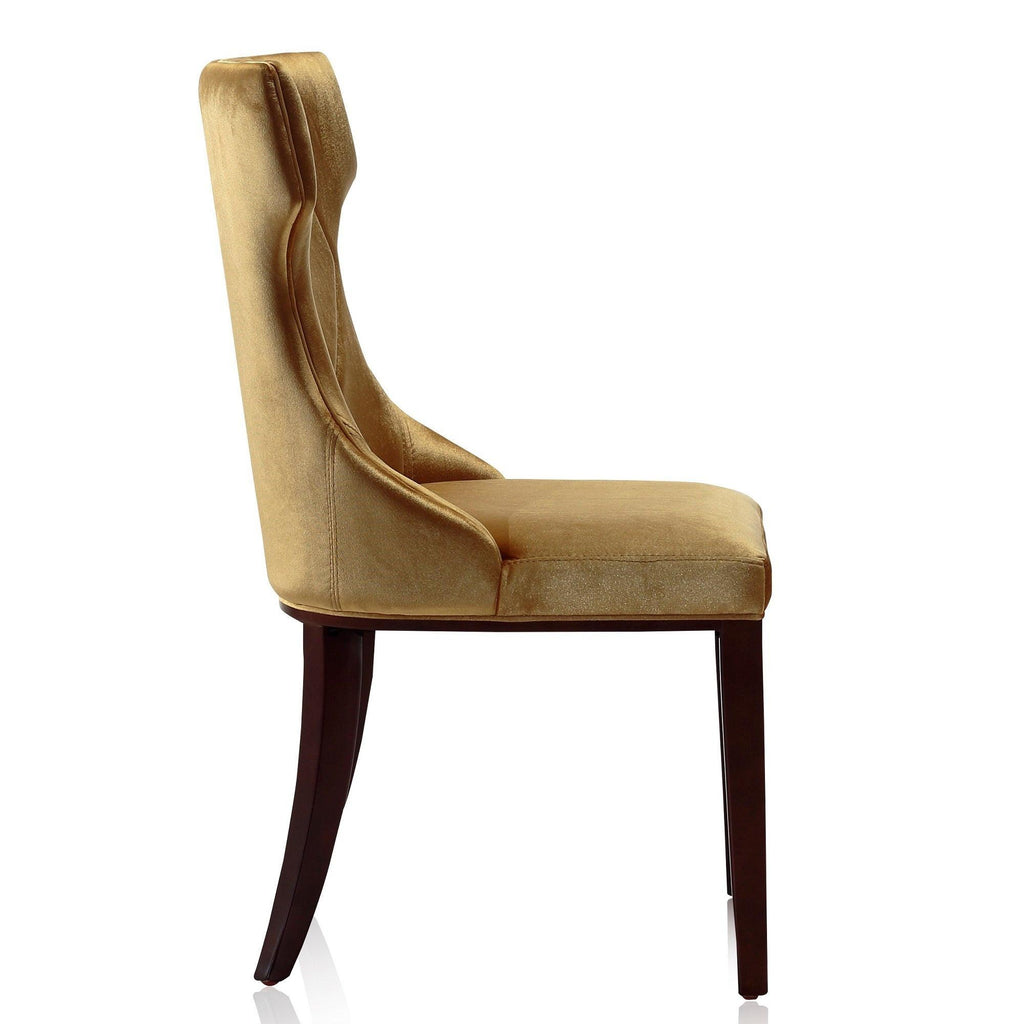 Reine Wood Upholstered Dining Chair in Antique Gold - Set of 2.