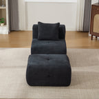 31' Modular Cloud Armless Accent Chair with Ottoman Set, Modern Boneless Deep Seat Single Sofa Soft Lounger with Footstool Throw Pillow for Living Room, Bedroom, Dorms, No Assembly Required, Charcoal