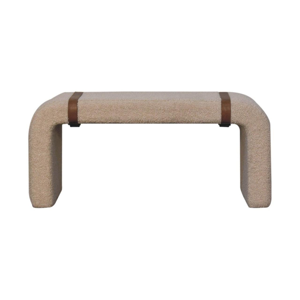 Leather Strap Bench - Handmade Solid Wood Design.