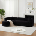 Modular Sectional Sofa with Curved Back & Chenille Fabric.