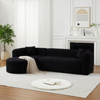 Modular Sectional Sofa with Curved Back & Chenille Fabric.