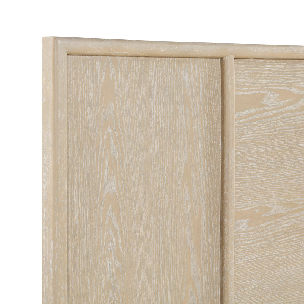 Queen Size Panel Bed - Light Brown Wooden Bedroom Furniture.