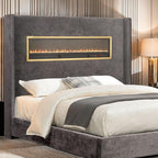 Gray Queen Size Upholstered Bed - Contemporary Style Furniture.