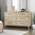6-Drawer Dresser with Light Brown Finish for Bedroom.