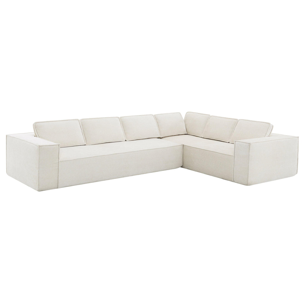 Minimalist Modular Sectional Sofa with Wrinkle-Resistant Fabric.