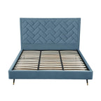 Crosby Upholstered Velvet King Bed in Blue.