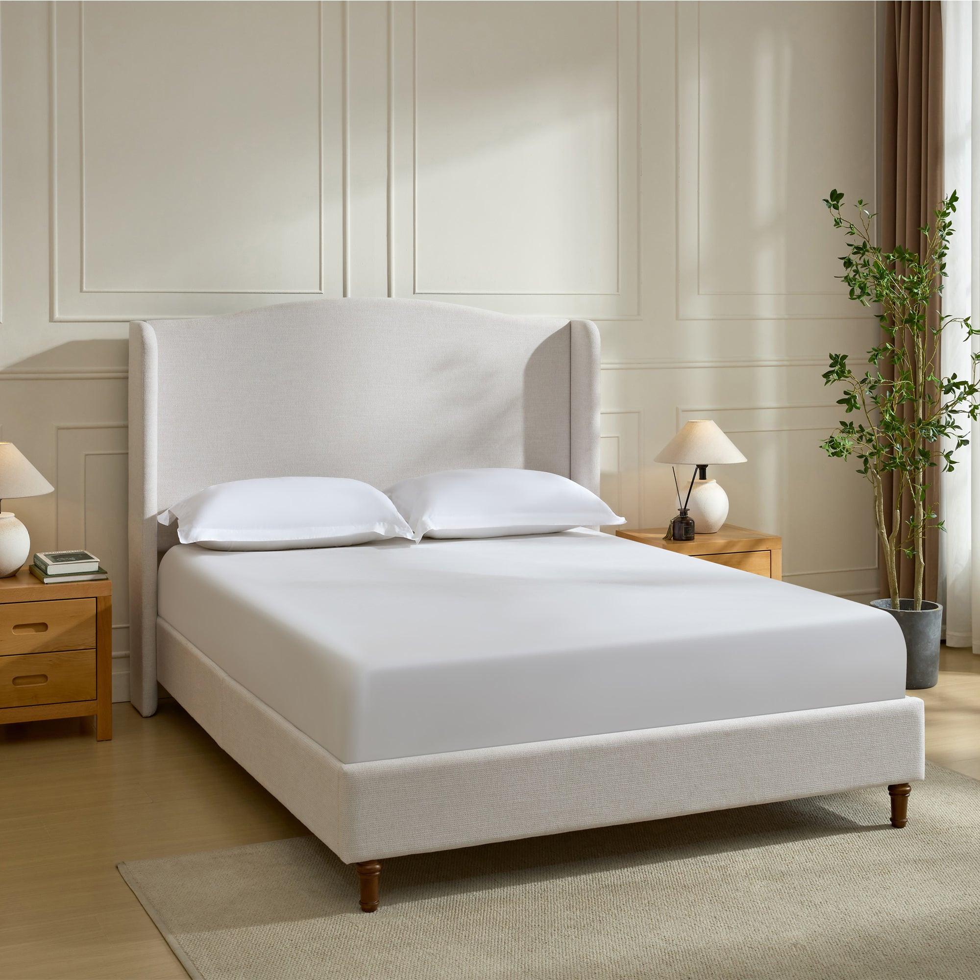Minimalist Upholstered Queen Bed with 54' Headboard.