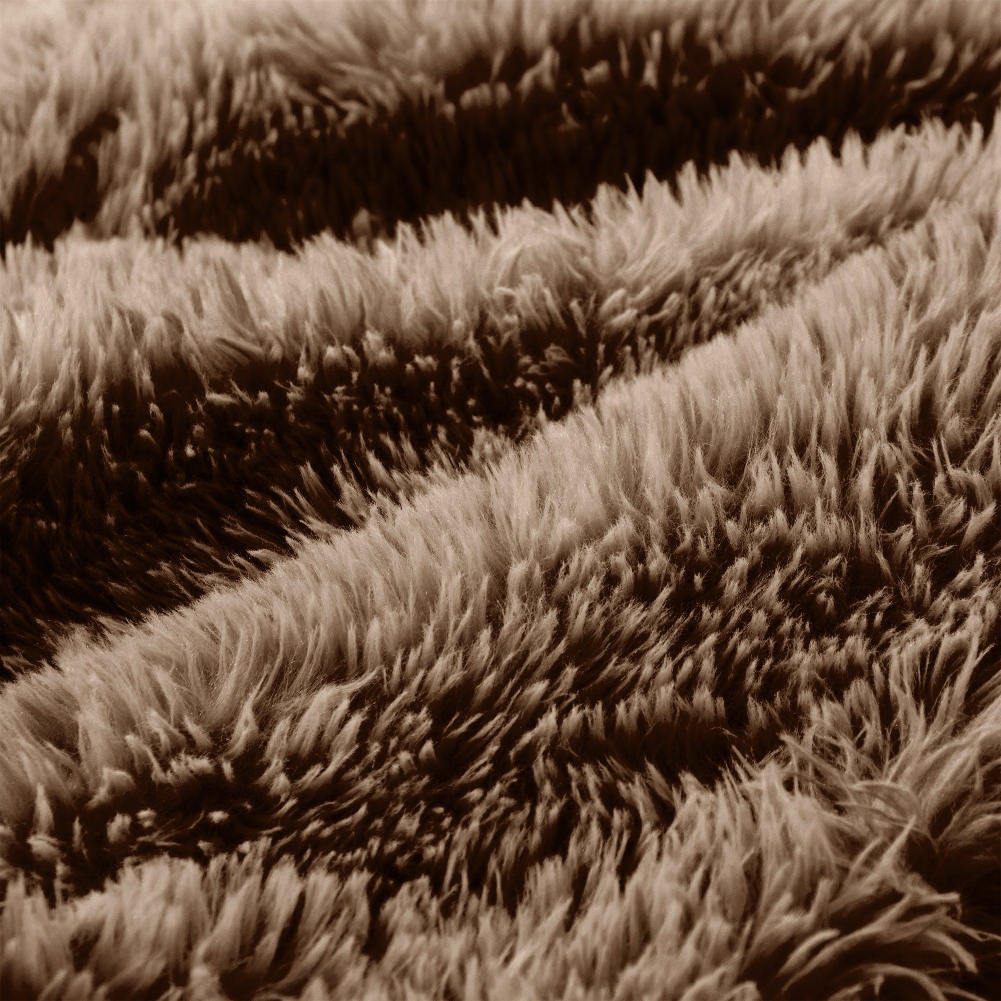 Detailed texture of faux fur fabric on Modular Sofa - Plush, No Assembly | 80'' Fabric, Anti-Slip, emphasizing its cozy and premium material.