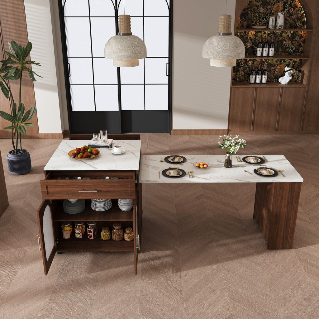 80-inch Expandable Kitchen Island with Dining Table.