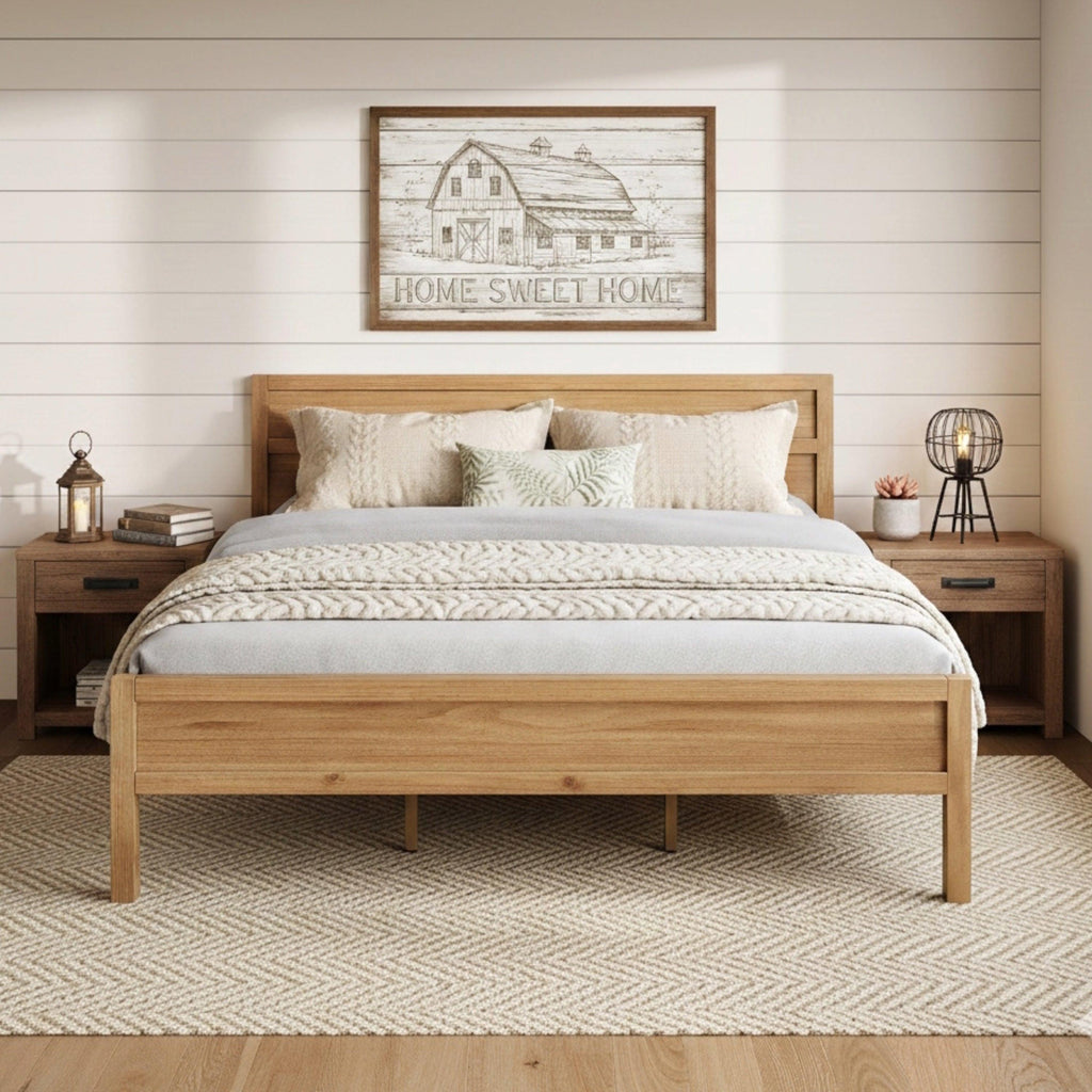 Maddox Modern Wood King Panel Bed - A Stylish Choice.