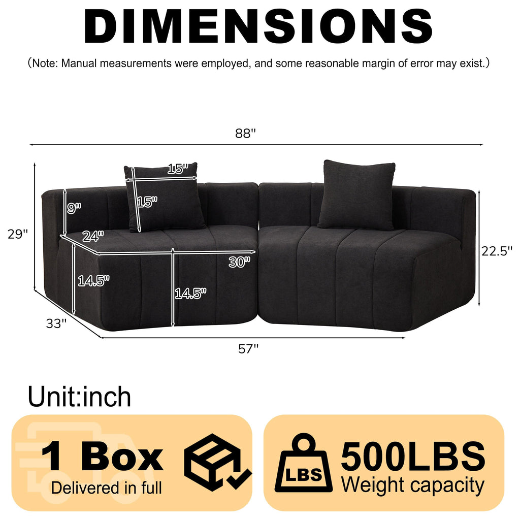 Chenille Curved Sectional Sofa with Pillows for Comfort.