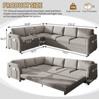 L-Shaped Sofa with Pull-Out Bed and USB Port.