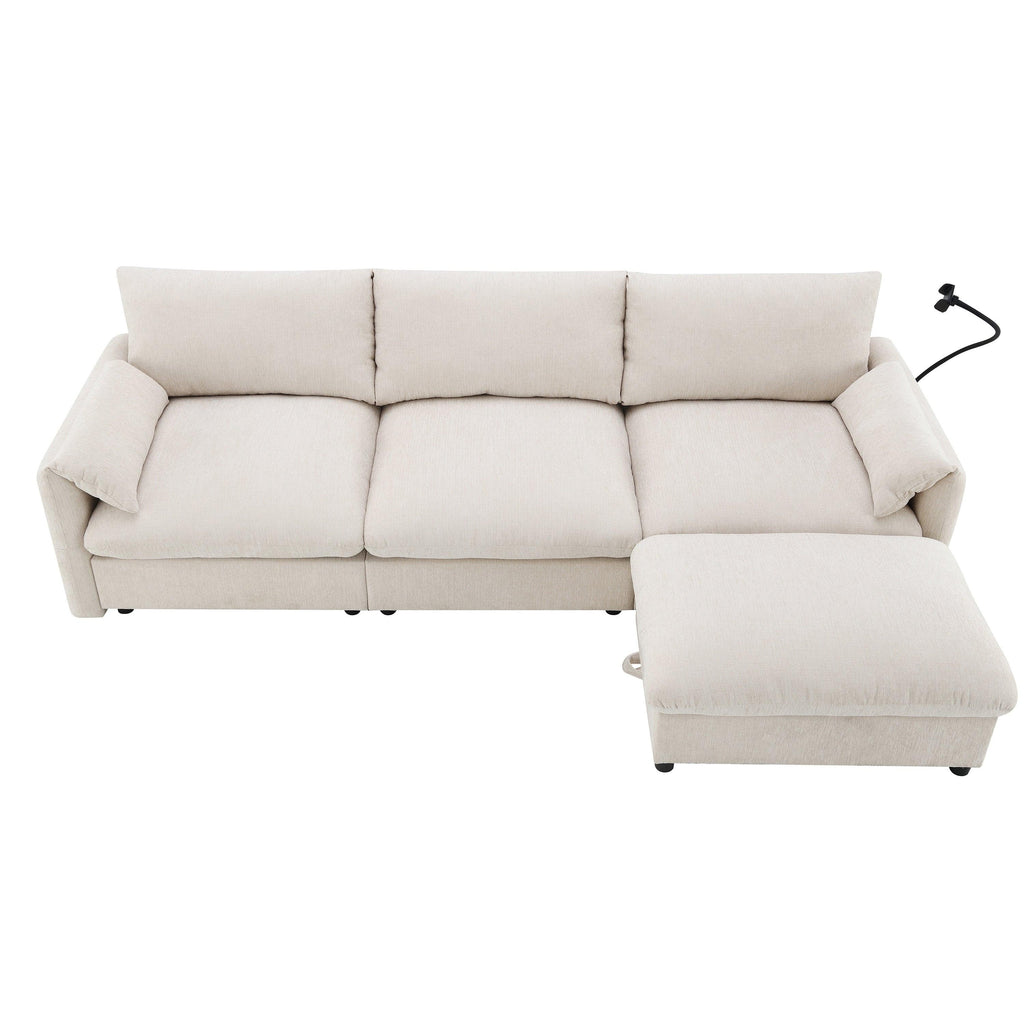Versatile L-Shaped Sectional Sofa with Storage Ottoman.