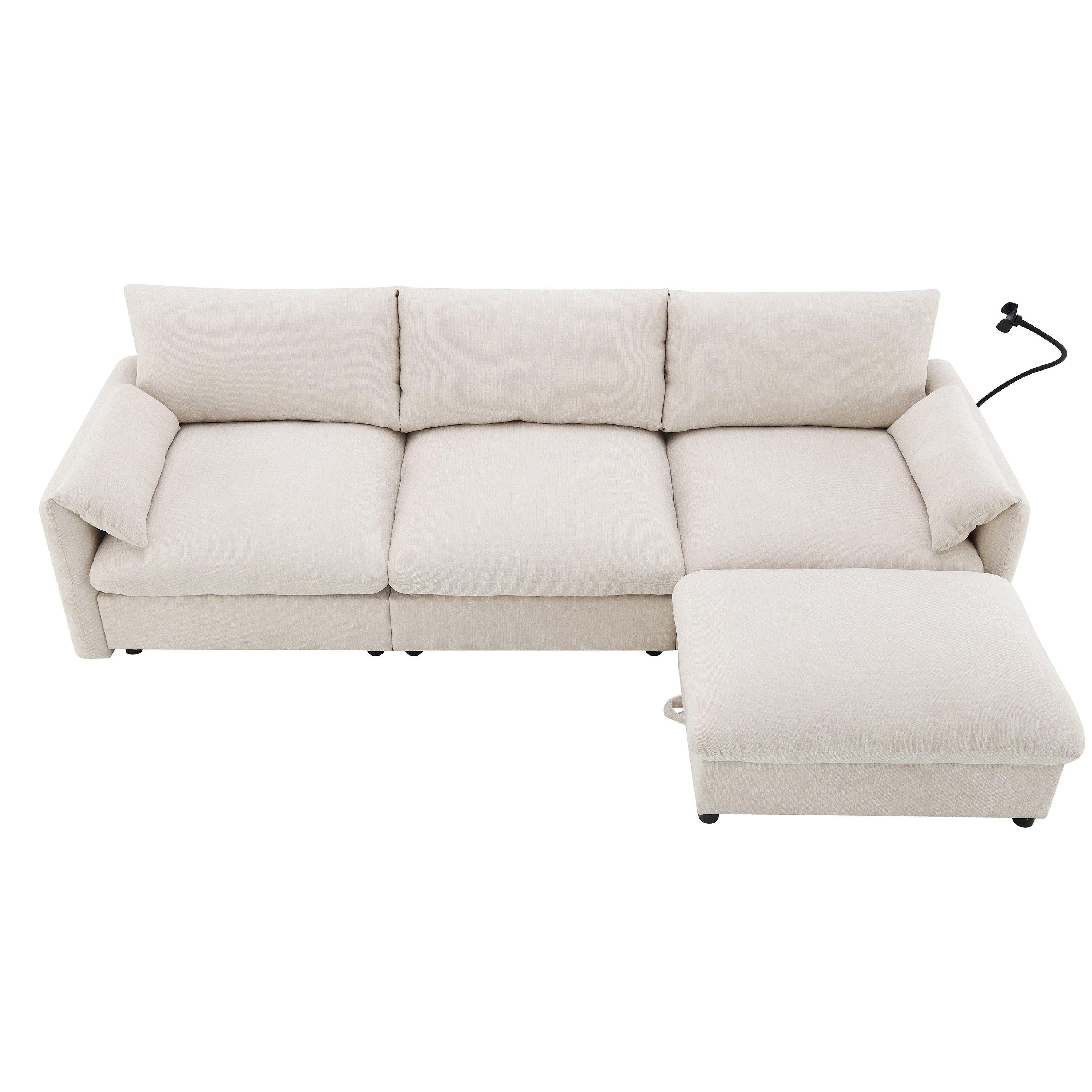 Versatile L-Shaped Sectional Sofa with Storage Ottoman.