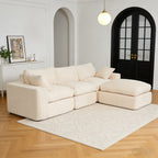 Modern 108-Inch White Chenille Modular L-Shaped Sectional Sofa