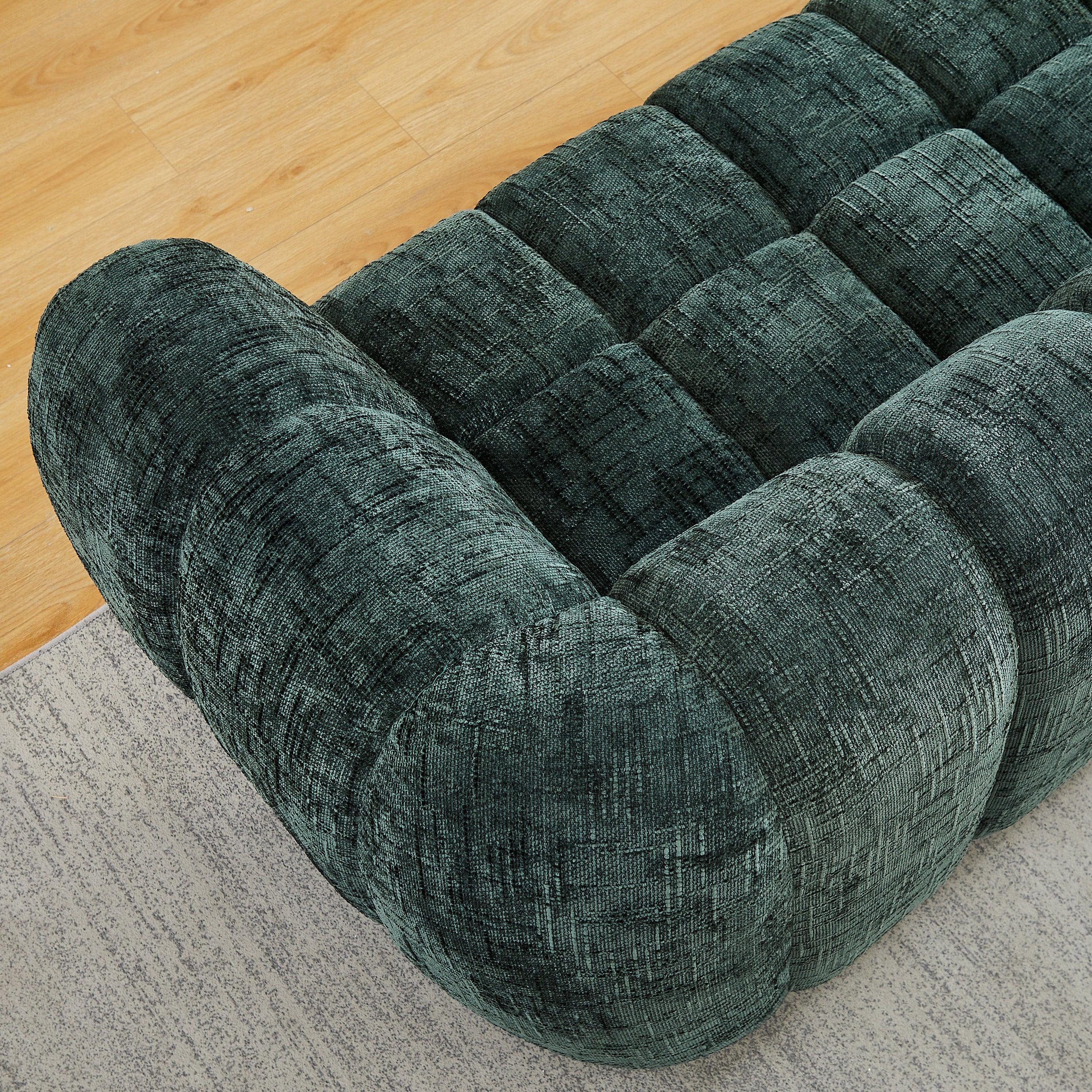 Chenille Foam Sofa - Modern Quilted Design for Comfort.