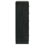 Burton Black 5-Drawer Chest of Drawers for Bedroom Storage.