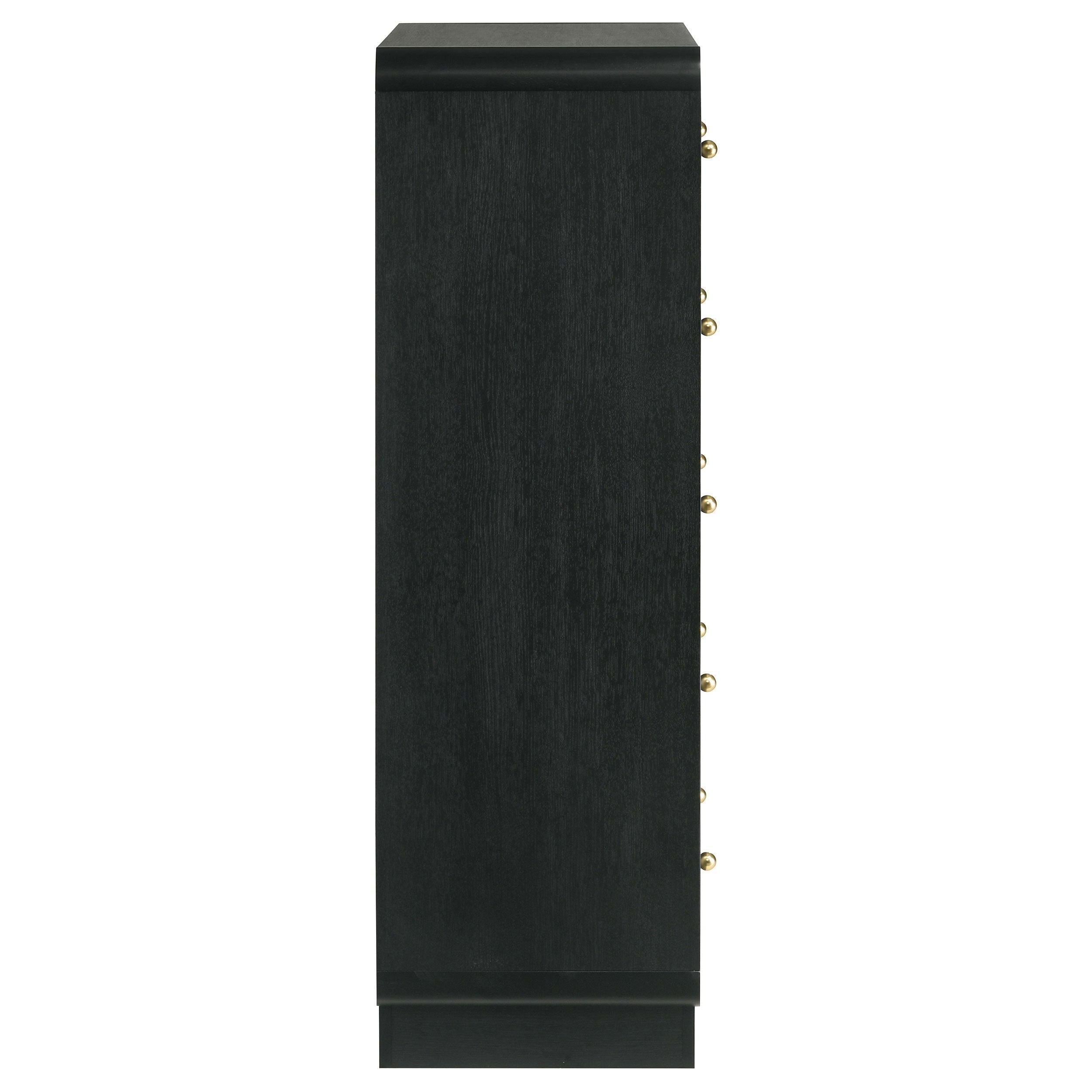 Burton Black 5-Drawer Chest of Drawers for Bedroom Storage.