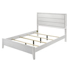 White Queen Size Bed Set with Wave Texture & Nightstands.