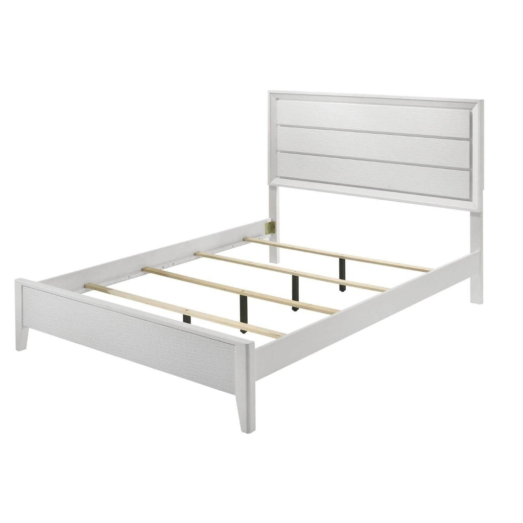 Contemporary King Bed Frame with Wave Texture Headboard.