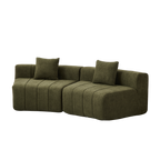 Chenille Curved Sectional Sofa with 2 Pillows.