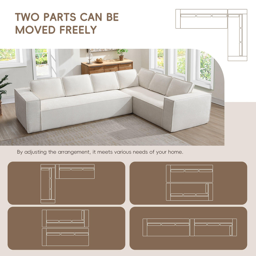 Minimalist Modular Sectional Sofa with Wrinkle-Resistant Fabric.