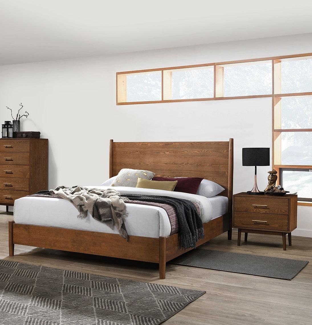 Walnut Bedroom Set King Size with Nightstands.