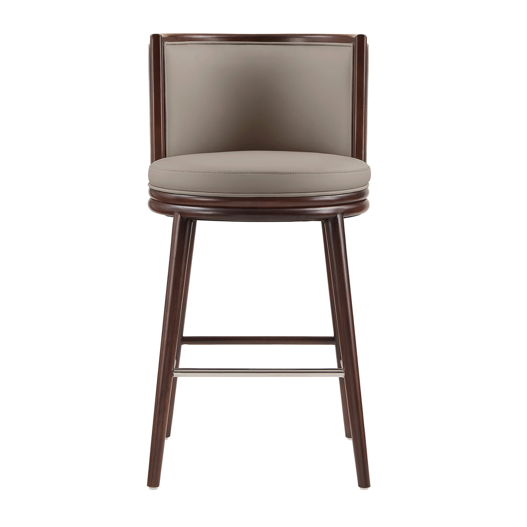 Evalyn Taupe Leatherette Barstool with Beech Wood Legs