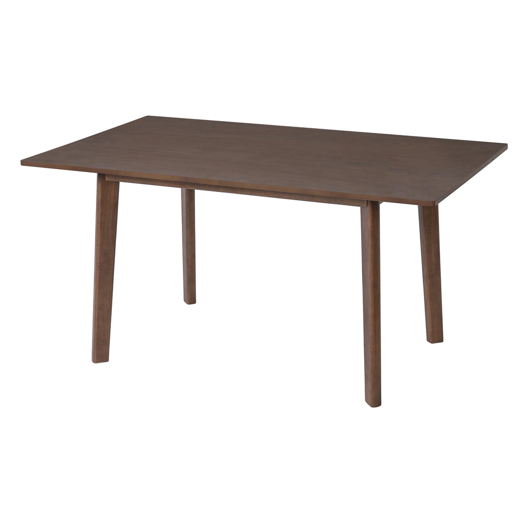 Modern rectangular wood dining table with tapered legs. Compact and elegant for small dining spaces.
