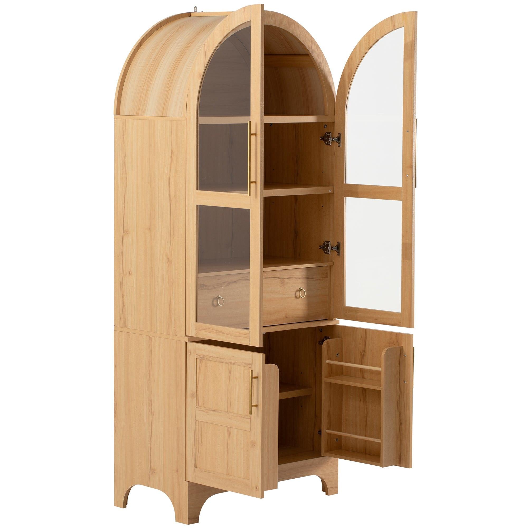 K&K Arched Kitchen Pantry Cabinet for Storage & Organization.