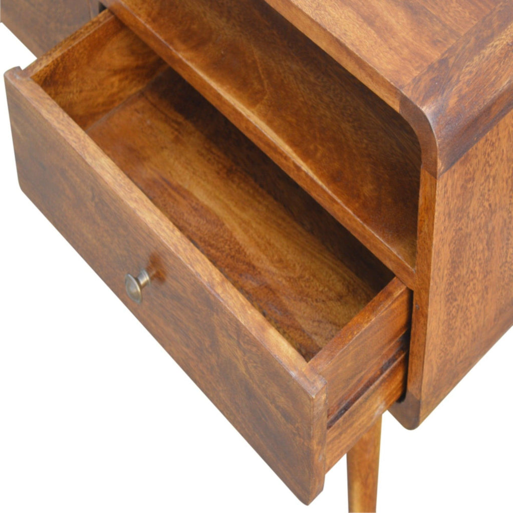 Curved Chestnut Media Unit.