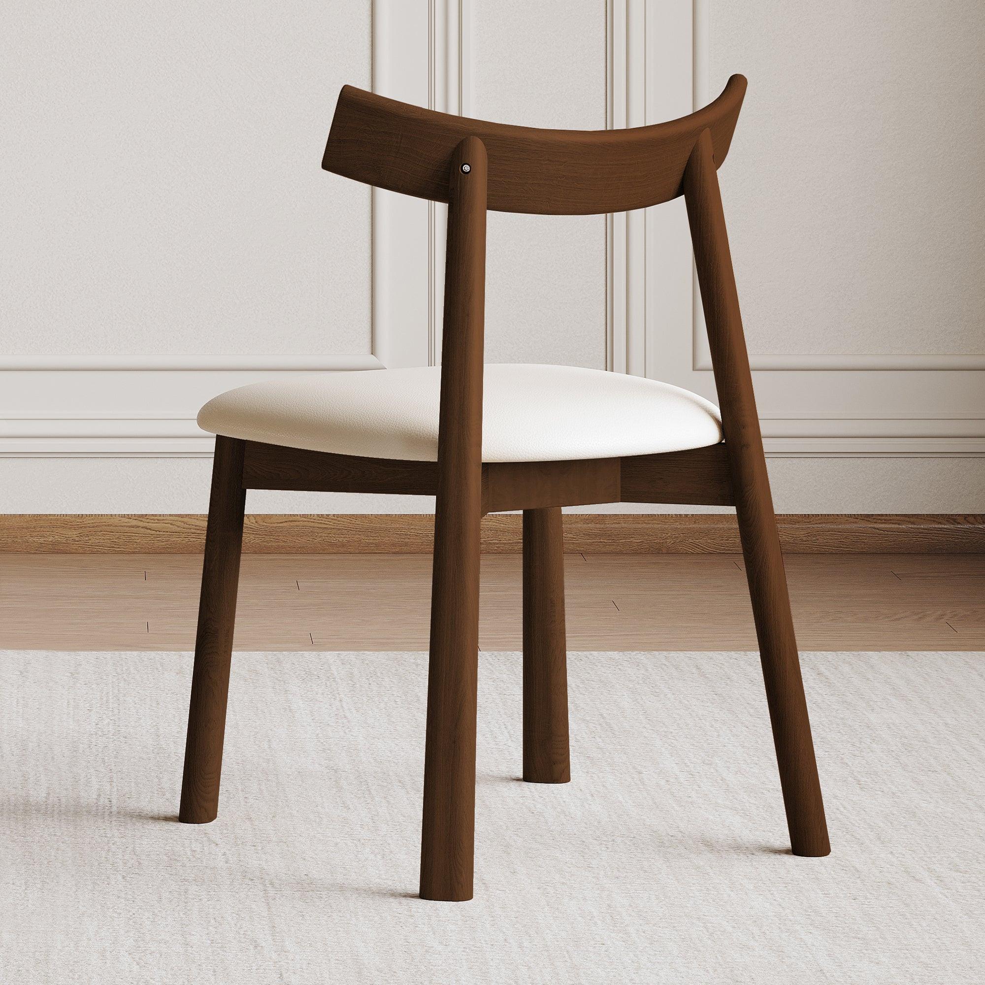 Ergonomic Modern Dining Chairs Set of 2 in Walnut.