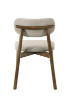 Mid-Century Modern Side Chair Set in Walnut and Beige.