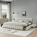 California King Upholstered Bed with Storage Drawer.