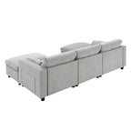 Rear angled view of Chenille Modular Sofa - U-Shaped Couch with Storage showing modular back panels and clean lines.