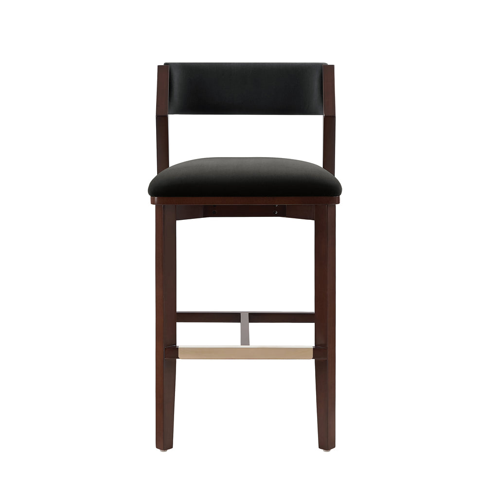 Patricia Wood Upholstered Barstool in Black
