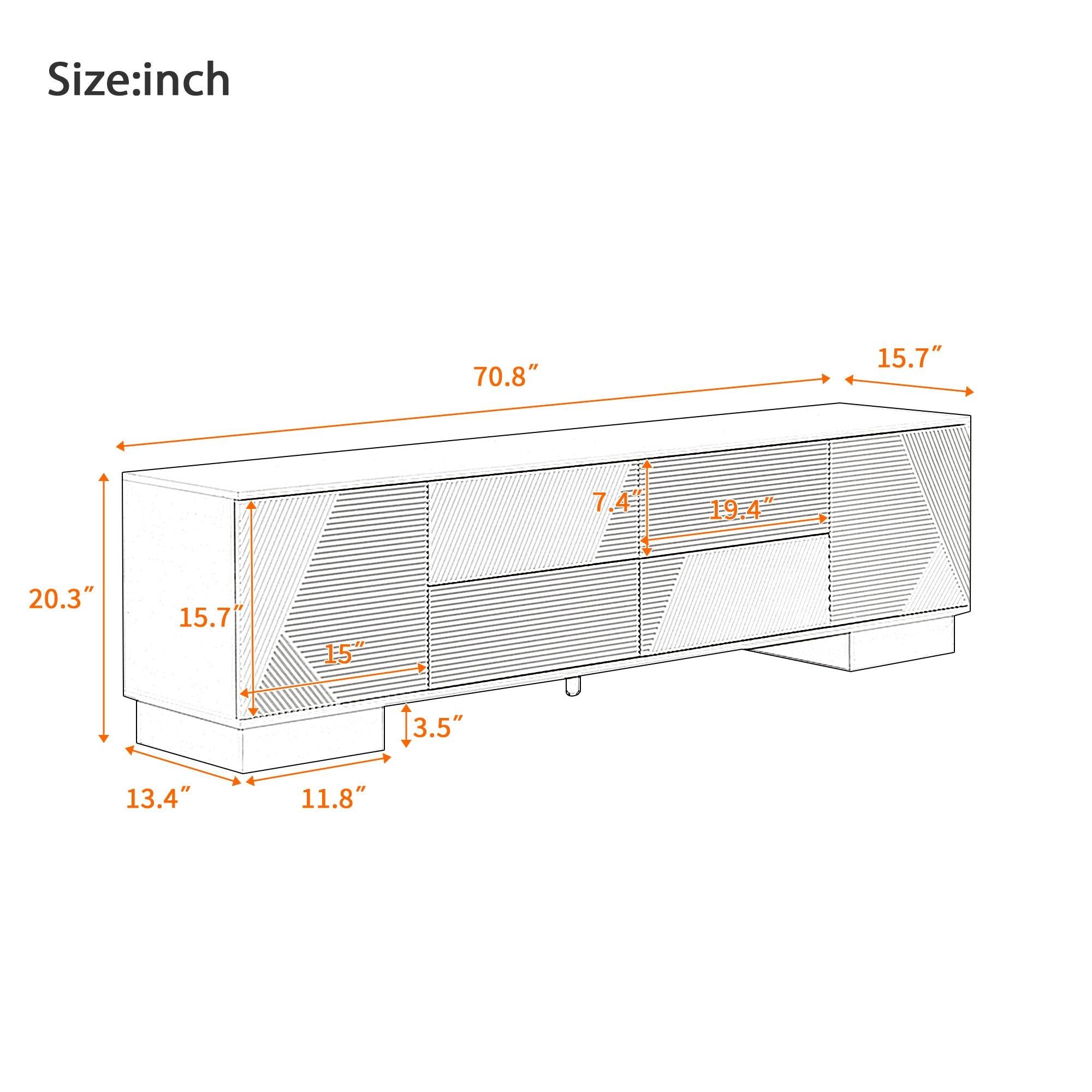 70.8'' Modern TV Stand for 75 Inch TVs - Stylish Storage Solution.