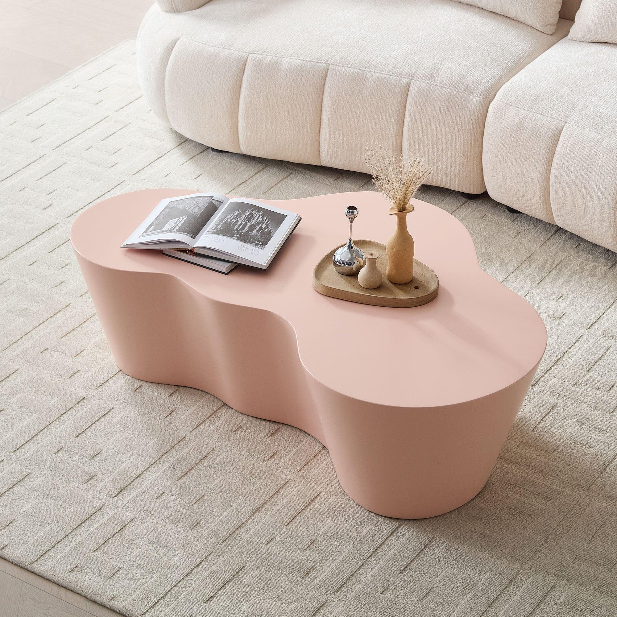 50 Inch Pink Fiberglass Coffee Table for Living Room.