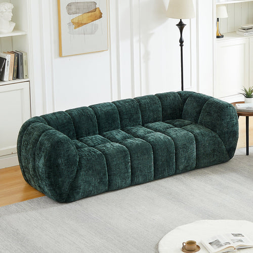 Chenille Foam Sofa - Modern Quilted Design for Comfort.