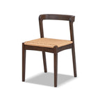Capri Woven Seat Oak Wood Dining Chair Dark Brown Red Oak.