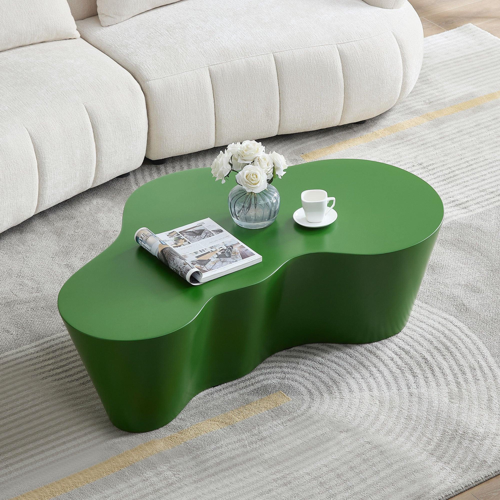 50 Inch Green Fiberglass Coffee Table for Living Room.