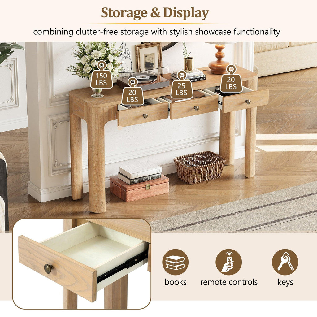 TREXM Rustic Console Table with Drawers for Entryway & Living Room.