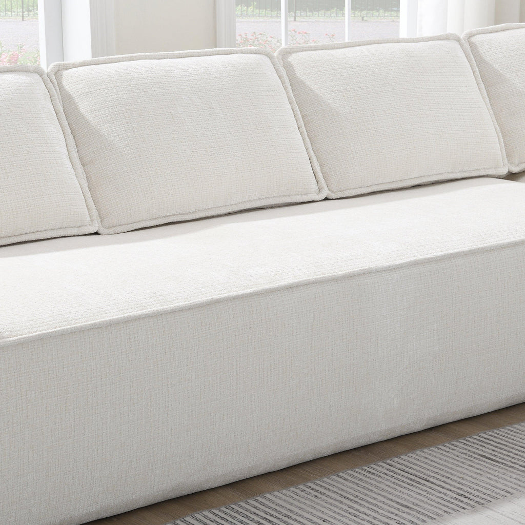 Minimalist Modular Sectional Sofa with Wrinkle-Resistant Fabric.