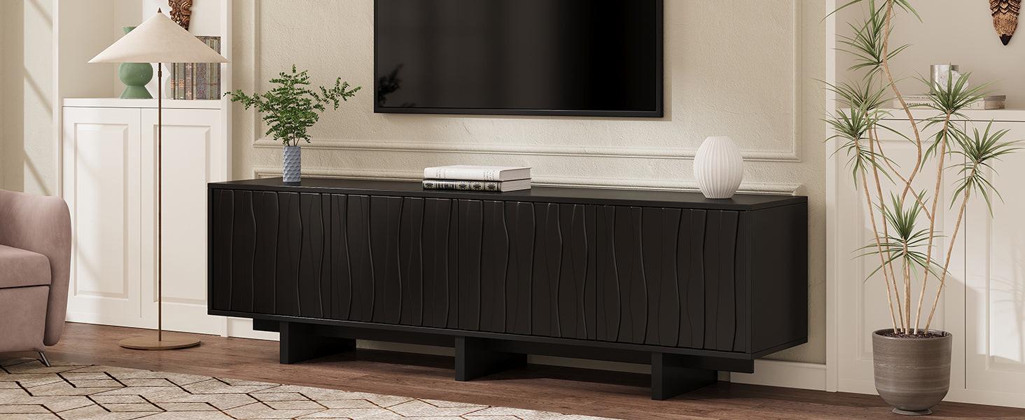 Retro Style Rustic Wood Grain TV Stand for 75' TVs.