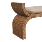 Rattan Weave Boucle Bench - Handmade Wood Furniture.